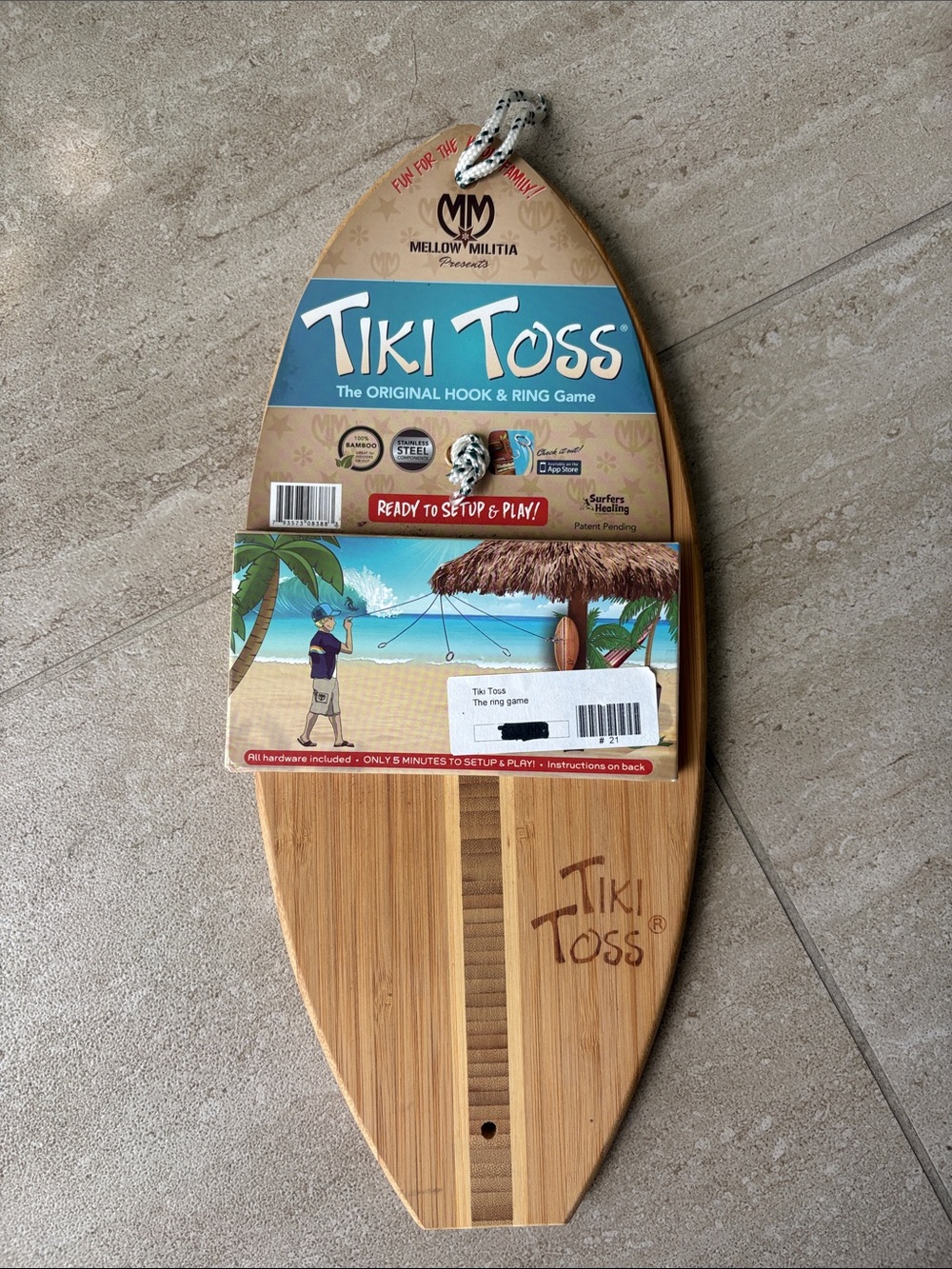 Tiki Toss Hook & Ring Game - Natural Bamboo Wood